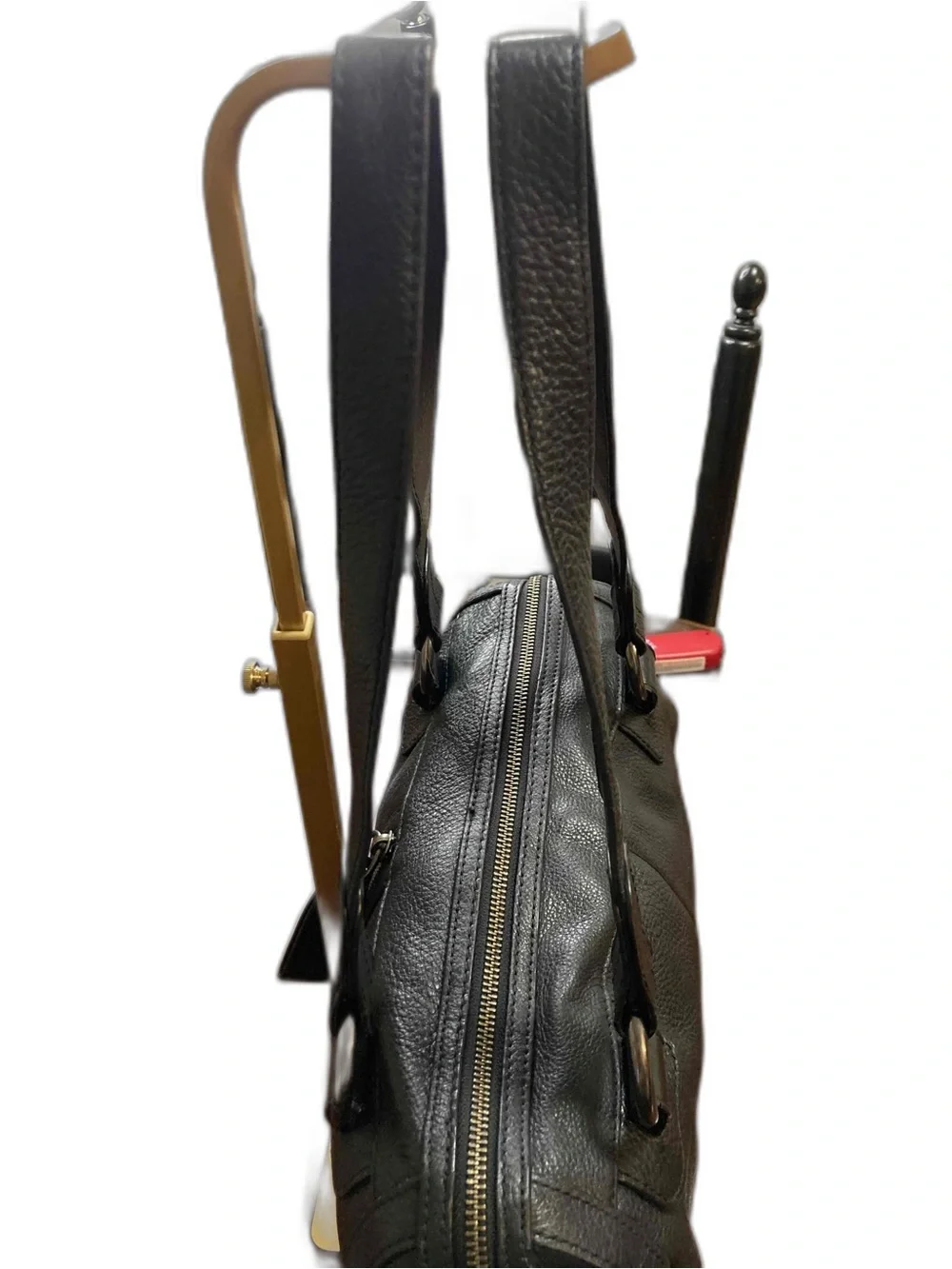 Kenneth Cole Reaction Textured Leather Front Center Zip Shoulder Bag